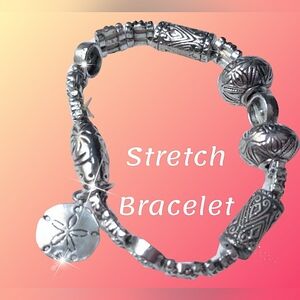 .925 Sand Dollar Stretchy Charm Bracelet